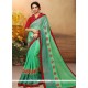 Cotton Silk Sea Green Embroidered Work Traditional Saree