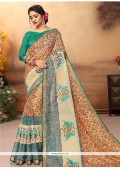 Cotton Silk Multi Colour Embroidered Work Traditional Saree