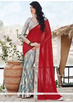 Faux Georgette Patch Border Work Half N Half Designer Saree