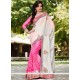 Pink And White Designer Half N Half Saree