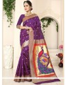 Purple Weaving Work Designer Traditional Saree