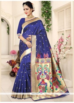 Navy Blue Art Silk Designer Traditional Saree