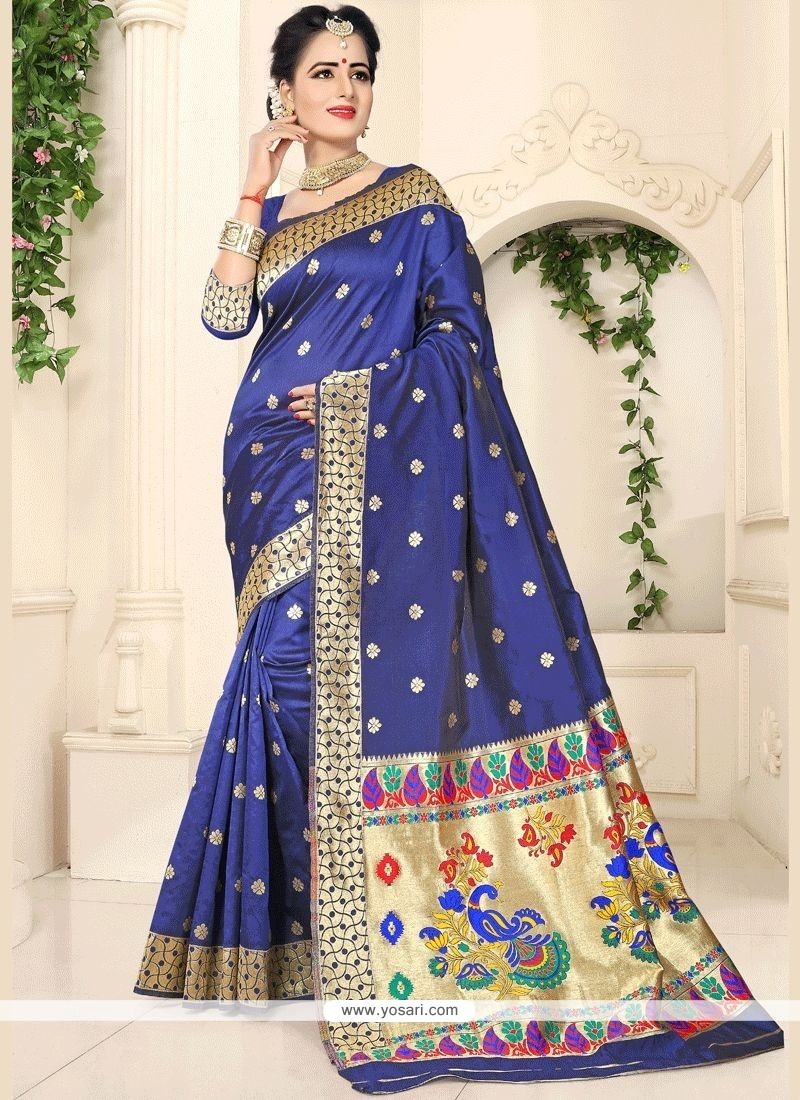 Blue Art Silk Designer Traditional Saree