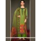 Viscose Green Embroidered Work Designer Straight Suit