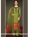 Viscose Green Embroidered Work Designer Straight Suit