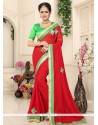 Lace Work Faux Georgette Saree