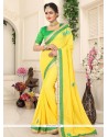 Faux Georgette Yellow Saree