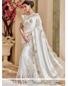 Net White Resham Work Classic Designer Saree