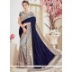 Velvet Blue And Grey Half N Half Designer Saree