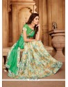 Faux Georgette Green Printed Saree