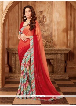 Print Work Faux Georgette Printed Saree