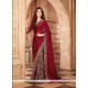 Maroon Print Work Faux Georgette Printed Saree