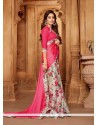 Faux Georgette Pink Print Work Printed Saree