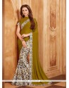 Green Print Work Printed Saree