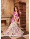 Faux Georgette Pink Print Work Printed Saree