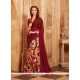 Faux Georgette Maroon Print Work Printed Saree