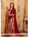 Faux Georgette Maroon Print Work Printed Saree