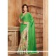 Green Print Work Faux Georgette Printed Saree