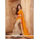 Orange Print Work Printed Saree