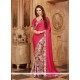 Faux Georgette Hot Pink Print Work Printed Saree