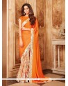 Faux Georgette Orange Printed Saree