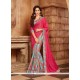 Hot Pink Faux Georgette Printed Saree