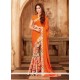 Orange Print Work Printed Saree