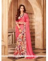 Faux Georgette Pink Print Work Printed Saree