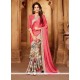 Rose Pink Faux Georgette Printed Saree