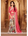 Rose Pink Faux Georgette Printed Saree