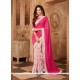 Print Work Hot Pink Faux Georgette Printed Saree