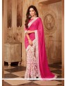 Print Work Hot Pink Faux Georgette Printed Saree