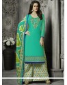 Embroidered Work Blue Cotton Palazzo Suit