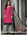 Embroidered Work Hot Pink Palazzo Suit