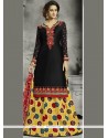 Cotton Black Embroidered Work Palazzo Suit