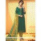 Embroidered Work Cotton Green Churidar Designer Suit