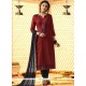 Embroidered Work Cotton Maroon Churidar Designer Suit