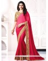 Prachi Desai Patch Border Work Hot Pink Shaded Saree