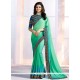 Prachi Desai Blue And Sea Green Faux Georgette Embroidered Work Shaded Saree