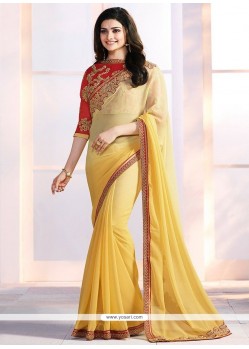 Prachi Desai Yellow Shaded Saree