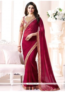 Prachi Desai Rani Patch Border Work Classic Saree