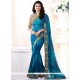 Prachi Desai Blue Faux Georgette Patch Border Work Shaded Saree