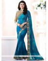 Prachi Desai Blue Faux Georgette Patch Border Work Shaded Saree