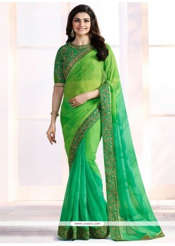 Prachi Desai Green Embroidered Work Shaded Saree