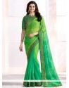 Prachi Desai Green Embroidered Work Shaded Saree