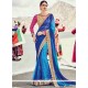 Embroidered Work Blue Shaded Saree