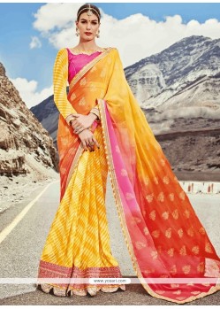 Embroidered Work Faux Georgette Shaded Saree