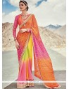 Multi Colour Embroidered Work Faux Georgette Shaded Saree