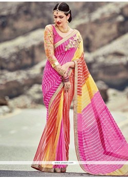 Faux Georgette Print Work Shaded Saree