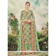 Print Pashmina Straight Suit In Green